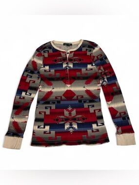 Lauren Ralph Lauren aztec textured henley shirt